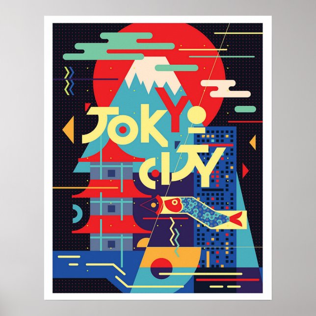 Tokyo city, Japan, illustration, vintage travel Poster (Front)