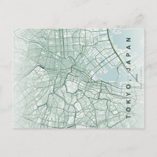Tokyo City Japan Map Minimal Postcard