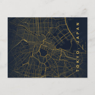 Tokyo City Japan Map Minimal Postcard