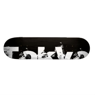 Tokyo - Cool Urban Style In Worn Black And White Skateboard