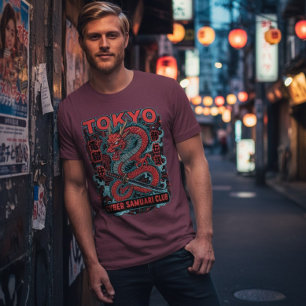 Tokyo Cyber Samurai Dragon Vintage Japanese Unisex Tri-Blend Shirt