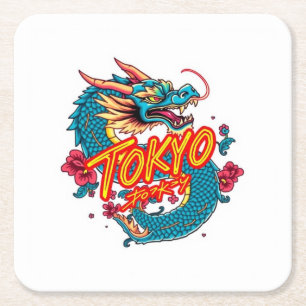 Tokyo Dragon Square Paper Coaster