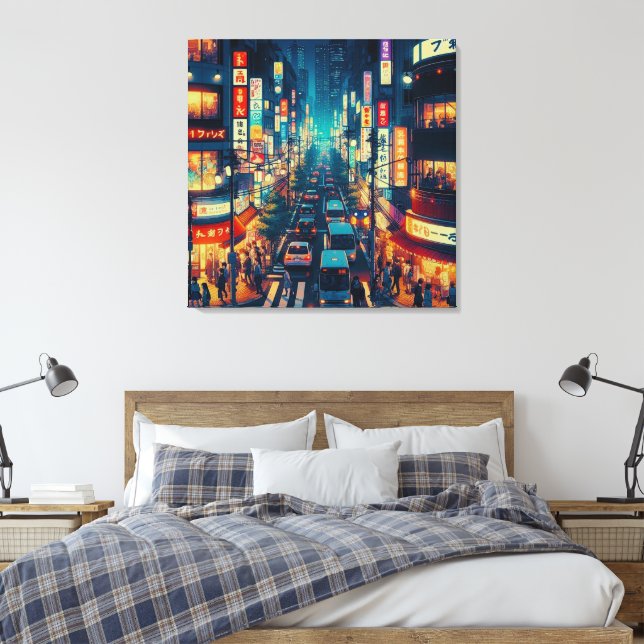 Tokyo in Motion Canvas Print (Insitu(Bedroom))