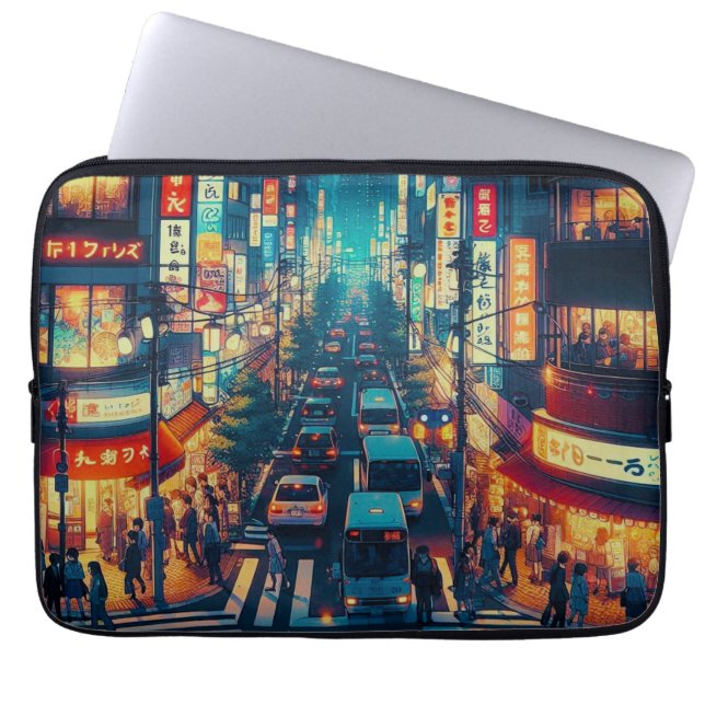 Tokyo in Motion Laptop Sleeve (Front)