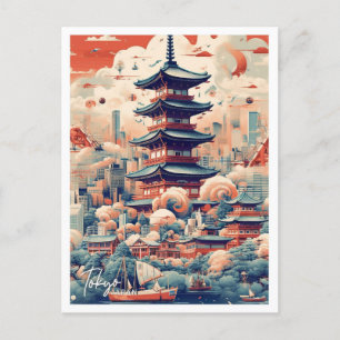 Tokyo Japan Art Travel Place illustration Postcard
