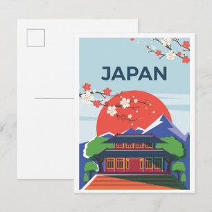 Tokyo Japan Art Vintage Travel Illustration Postcard