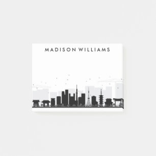 Tokyo, Japan Black & White City Skyline Post-it Notes