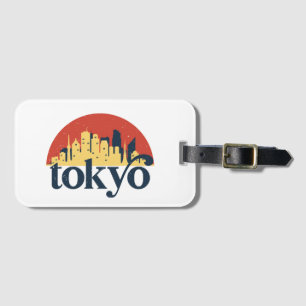 Tokyo Japan City Skyline Retro Cityscape Art Luggage Tag