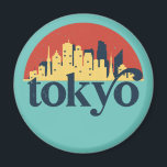 Tokyo Japan City Skyline Retro Cityscape Art Magnet<br><div class="desc">Vintage and retro city design with beautiful skyline, tourist attraction and cityscape art. Cool skyscraper and building silhouette illustration merchandise for tourist and traveller. Perfect as souvenir to bring back home when travelling all around the world. Save the memory of your travel and vacation with family and friends. Background colour...</div>