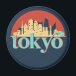 Tokyo Japan City Skyline Retro Travel Art Magnet<br><div class="desc">Vintage and retro city design with beautiful skyline, tourist attraction and cityscape art. Cool skyscraper and building silhouette illustration merchandise for tourist and traveller. Perfect as souvenir to bring back home when travelling all around the world. Save the memory of your travel and vacation with family and friends. Background colour...</div>