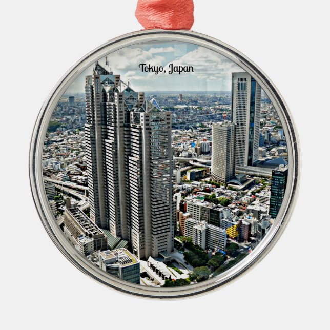 Tokyo, Japan cityscape Metal Tree Decoration (Front)