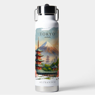 Tokyo Japan Cityscape Watercolor Souvenir T-Shirt Water Bottle