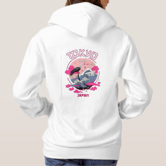 Tokyo Japan Crane - Mt Fuji Vintage Japanese Hoodie