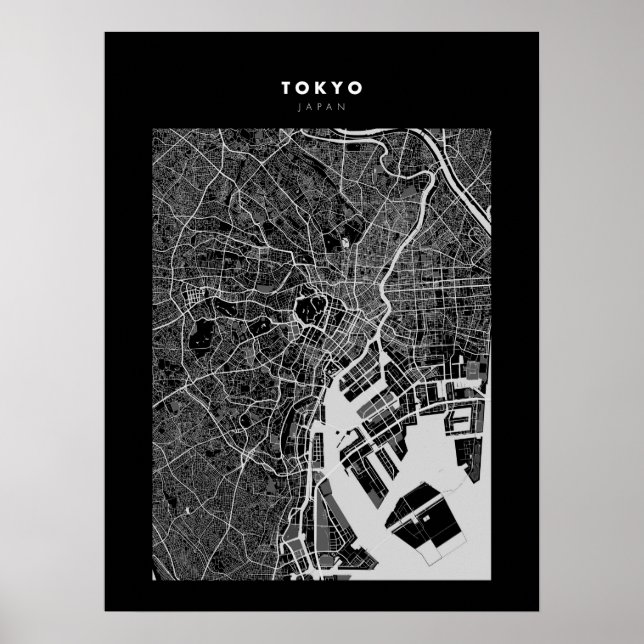  Tokyo - Japan Dark City Map Poster (Front)