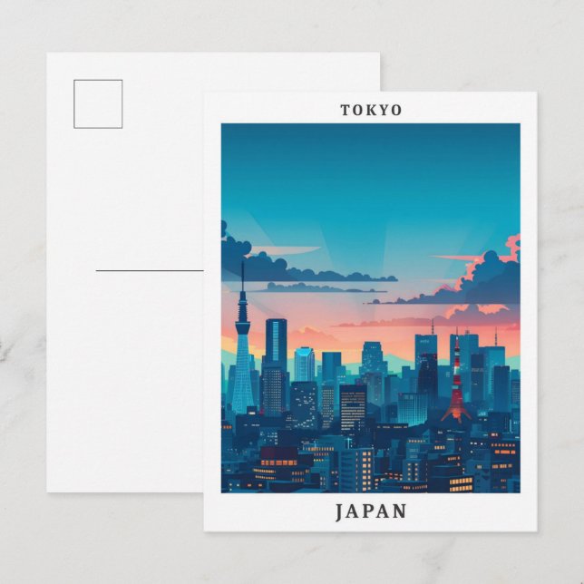 Tokyo Japan Elegant Art Vintage Travel Postcard (Front/Back)