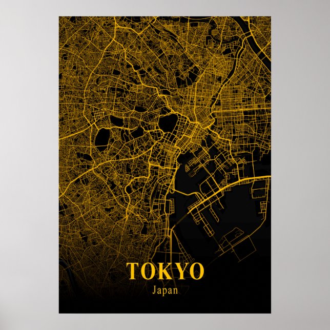 Tokyo - Japan Gold City Map Poster (Front)