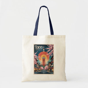 Tokyo Japan Illustration Travel Art Vintage Tote Bag