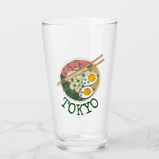 Tokyo Japan Japanese Food Ramen Noodle Soup Glass (Front)