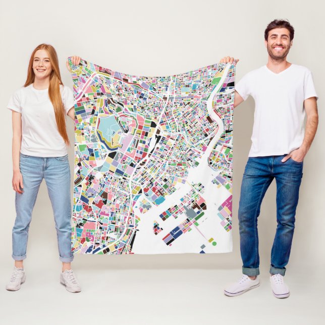 Tokyo Japan Map Fleece Blanket (In Situ)