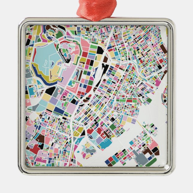 Tokyo Japan Map Metal Tree Decoration (Front)