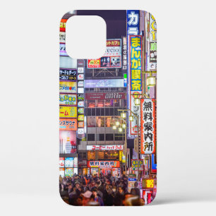TOKYO, JAPAN - MARCH 14, 2014: Signs densely line  iPhone 12 Case