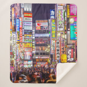 TOKYO, JAPAN - MARCH 14, 2014: Signs densely line Sherpa Blanket