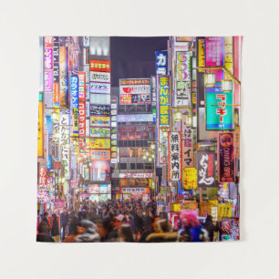 TOKYO, JAPAN - MARCH 14, 2014: Signs densely line  Tapestry