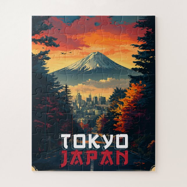 Tokyo, Japan : Mount Fuji and Cityscape Jigsaw Puzzle (Vertical)