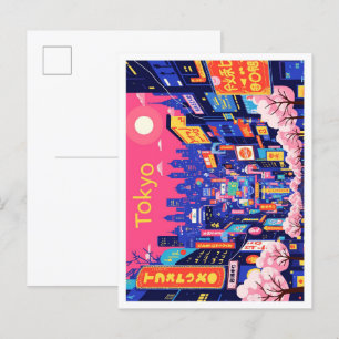 Tokyo Japan Pop Art Travel Illustration Postcard