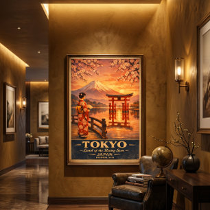 Tokyo Japan Retro Travel Print   Vintage Wall Art 