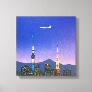 Tokyo Japan Skyline 80s Hiroshi Nagai Art Canvas Print