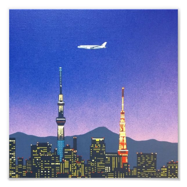Tokyo Japan Skyline 80s Hiroshi Nagai Art Photo Print (Front)