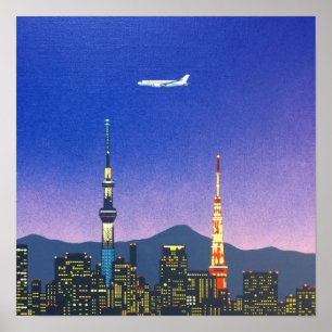 Tokyo Japan Skyline 80s Hiroshi Nagai Art Poster