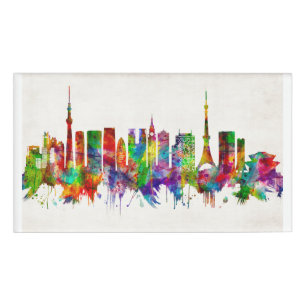 Tokyo Japan Skyline Name Tag