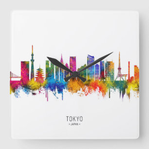 Tokyo Japan Skyline Square Wall Clock