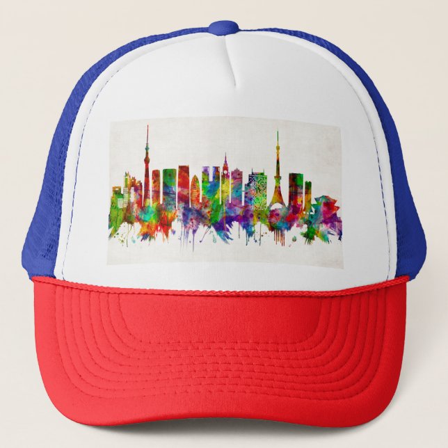 Tokyo Japan Skyline Trucker Hat (Front)