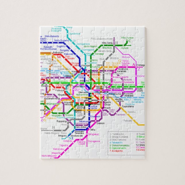 Tokyo Japan Subway Map Jigsaw Puzzle (Vertical)