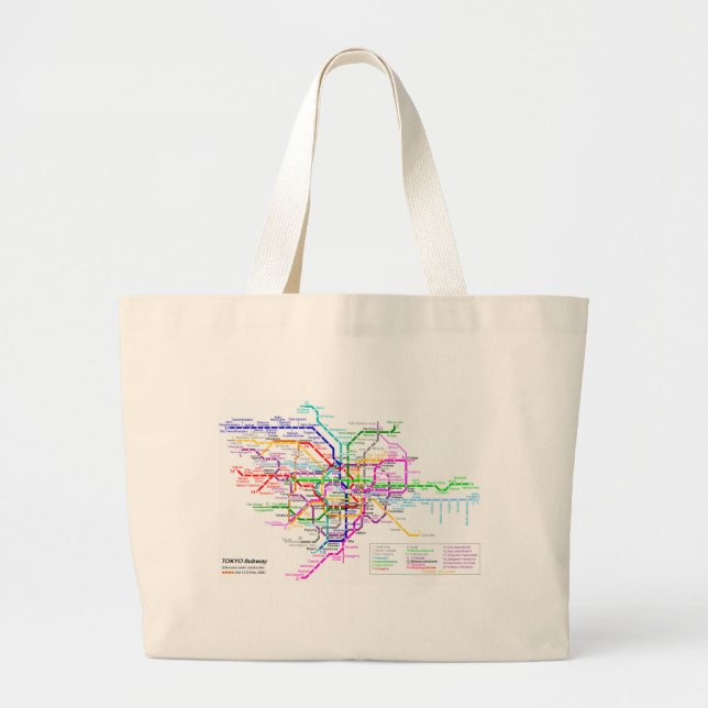 Tokyo Japan Subway Map Large Tote Bag (Front)