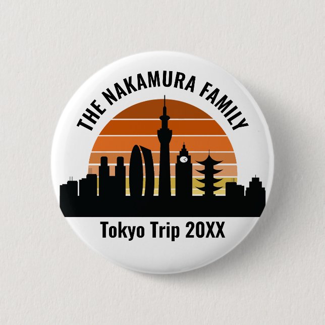 Tokyo Japan Sunset Personalised Vacation 6 Cm Round Badge (Front)