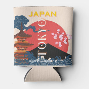 Tokyo Japan Travel Art, Retro Travel Art Can Cooler