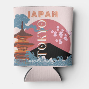 Tokyo Japan Travel Art, Retro Travel Art Can Cooler