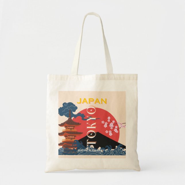 Tokyo Japan Travel Art, Retro Travel Art Tote Bag (Front)