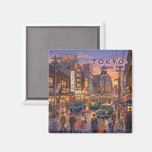 Tokyo Japan Travel Art Vintage Magnet