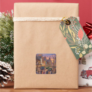 Tokyo Japan Travel Art Vintage Square Sticker