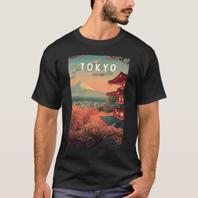 Tokyo Japan Travel Art Vintage T-Shirt (Front)