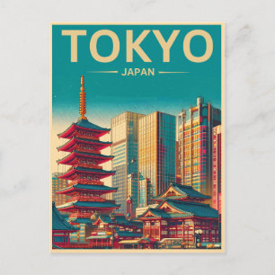 Tokyo Japan travel vintage gifts Postcard