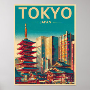 Tokyo Japan travel vintage gifts Poster