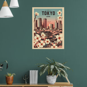 Tokyo Japan travel vintage gifts Poster