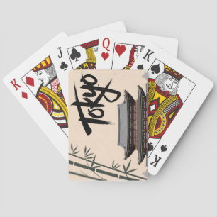 Tokyo Japan Travel Vintage Temple Calligraphy Art Playing Cards