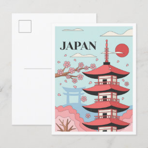 Tokyo Japan Vintage Art Illustration Travel Postcard